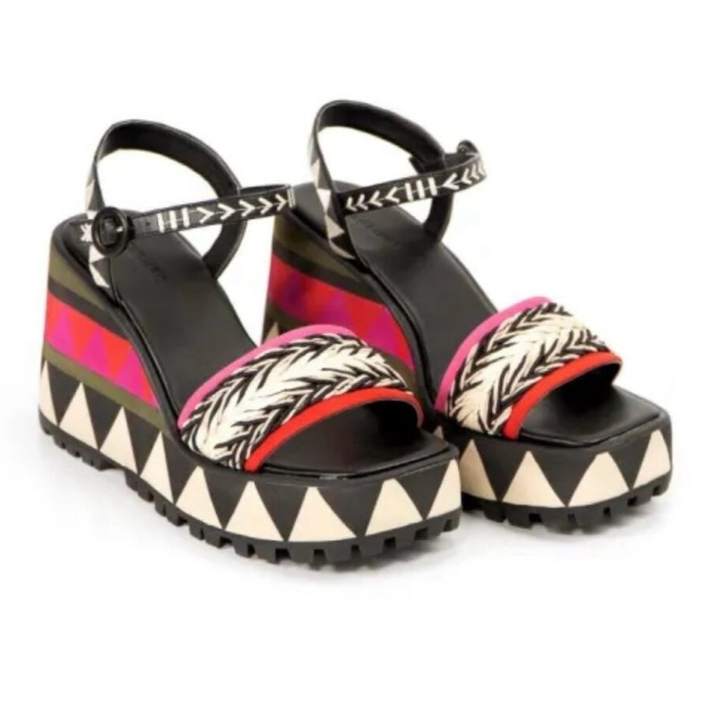 Farm Rio Colorful Graphic Platform Sandals size 9 New in Box